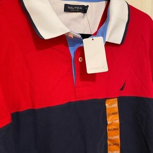 New Nautica mens polo shirt (red white and blue) Sz XXL